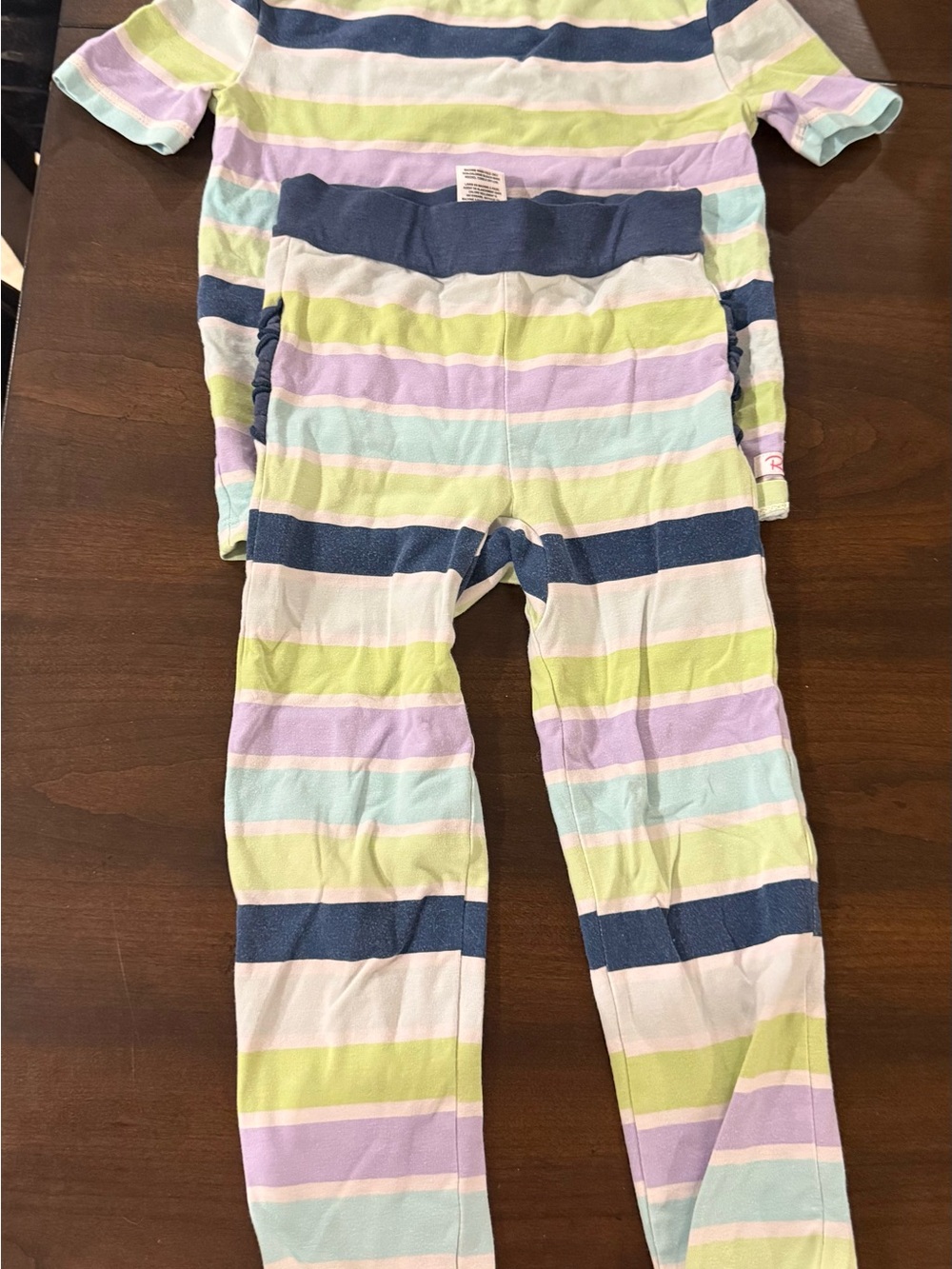 Girls' Pastel Striped Pajama Set - Mint, Lavender & Navy